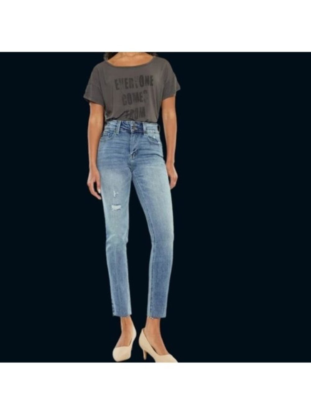 Kancan carson high rise  cigarette fit leg jeans medium wash 9/28